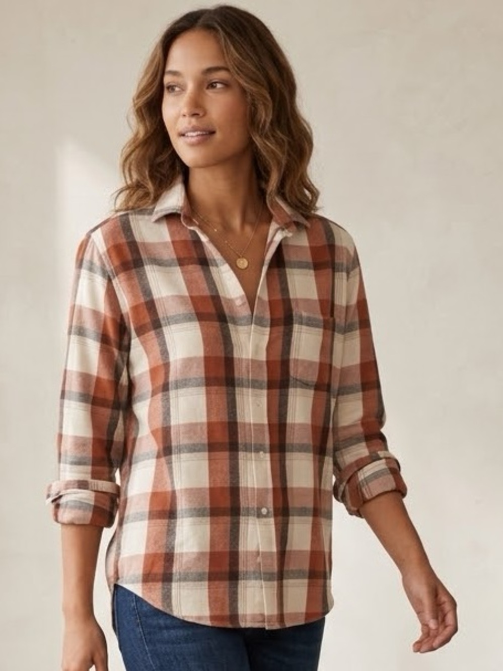 Frank & Eileen Eileen Flannel Button Down Shirt XS Plaid Italian Cotton